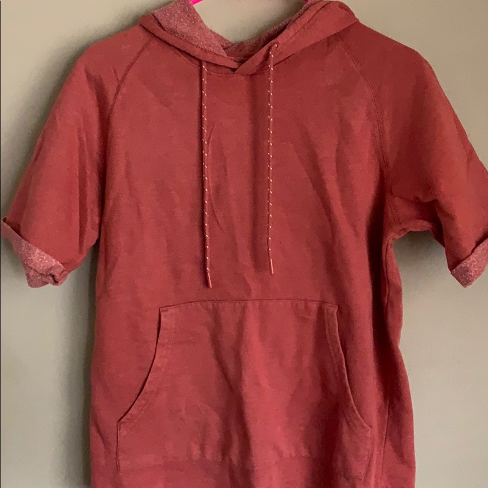 Red hooded sweater shirt